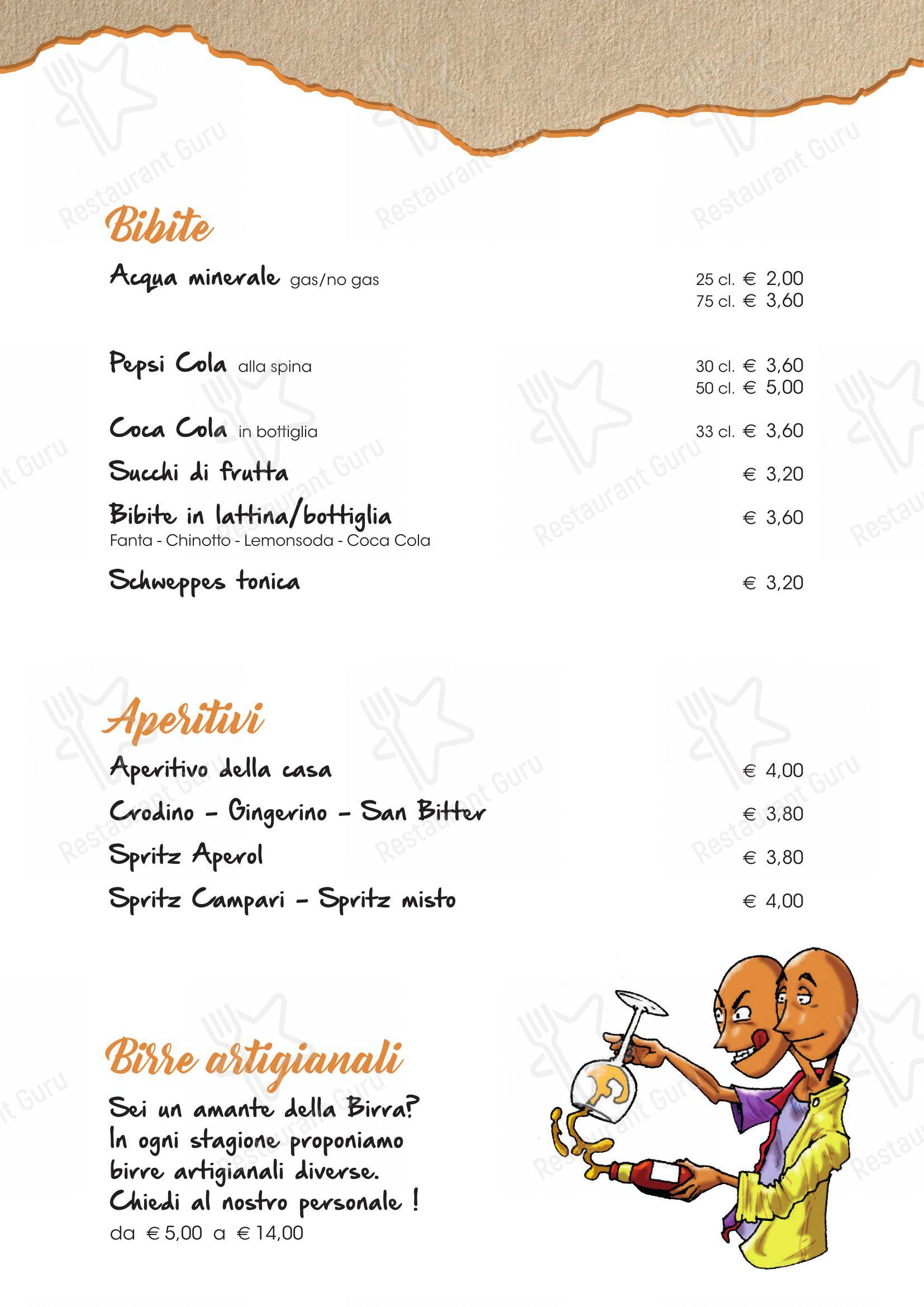 Menu per Pizzeria Ristorante Capovolta in Padova