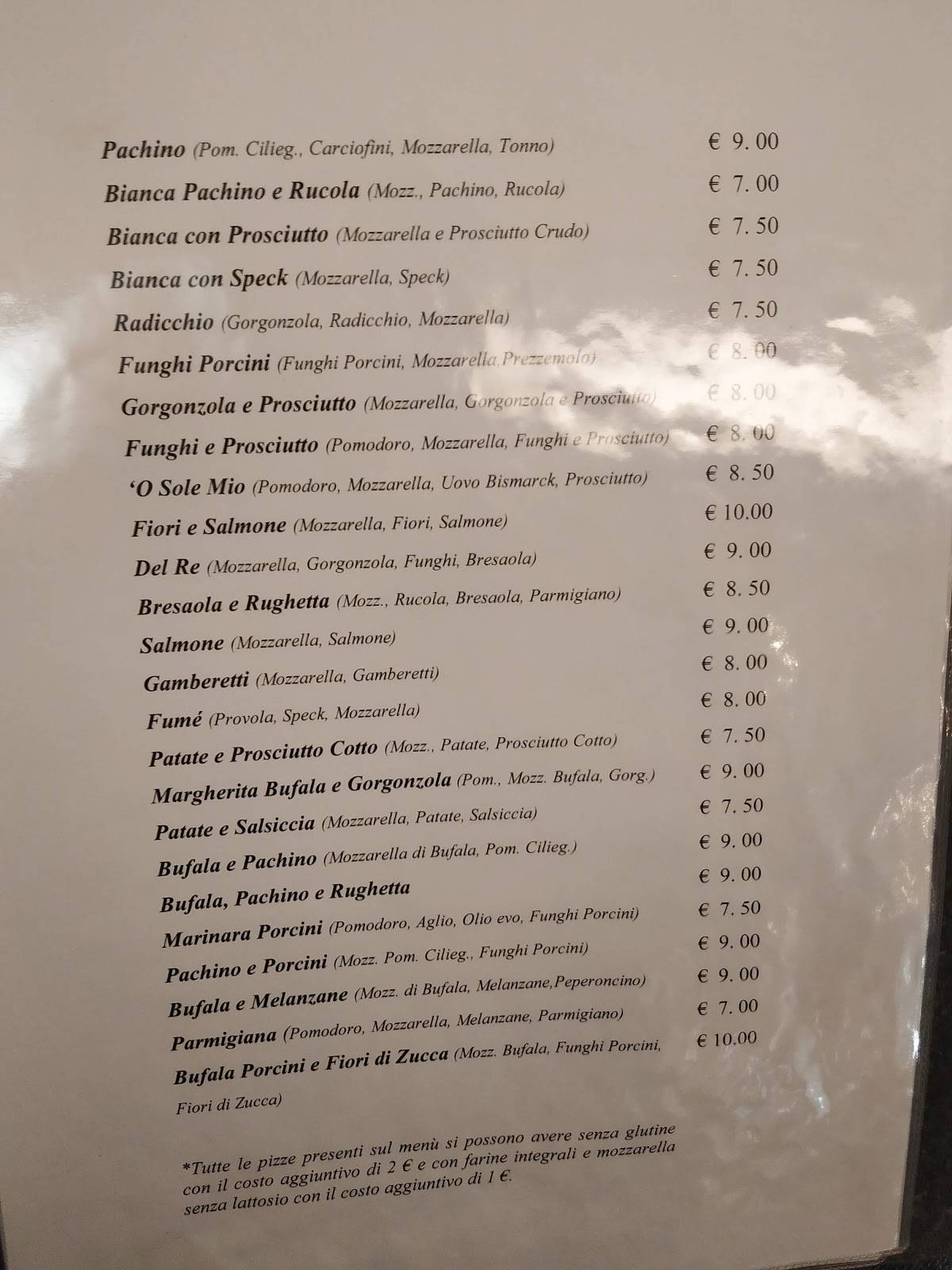 il cavaliere dei conti menu