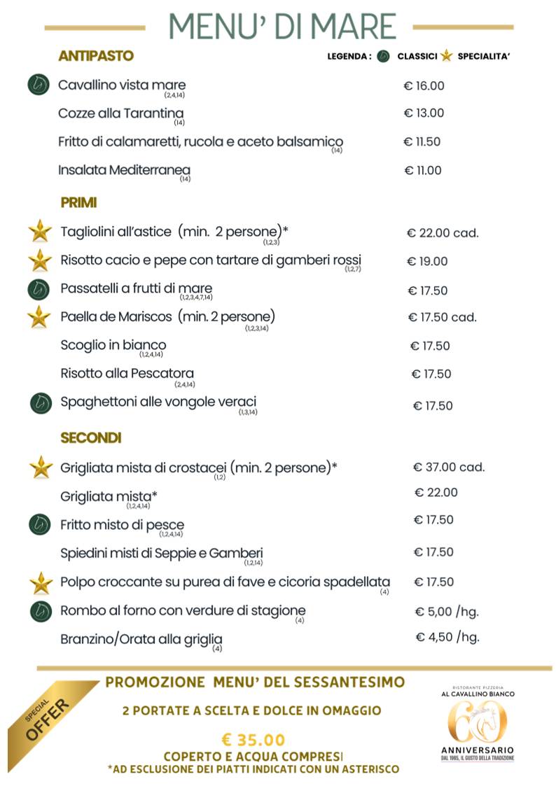 Menu di Ristorante Pizzeria AL Cavallino Bianco 