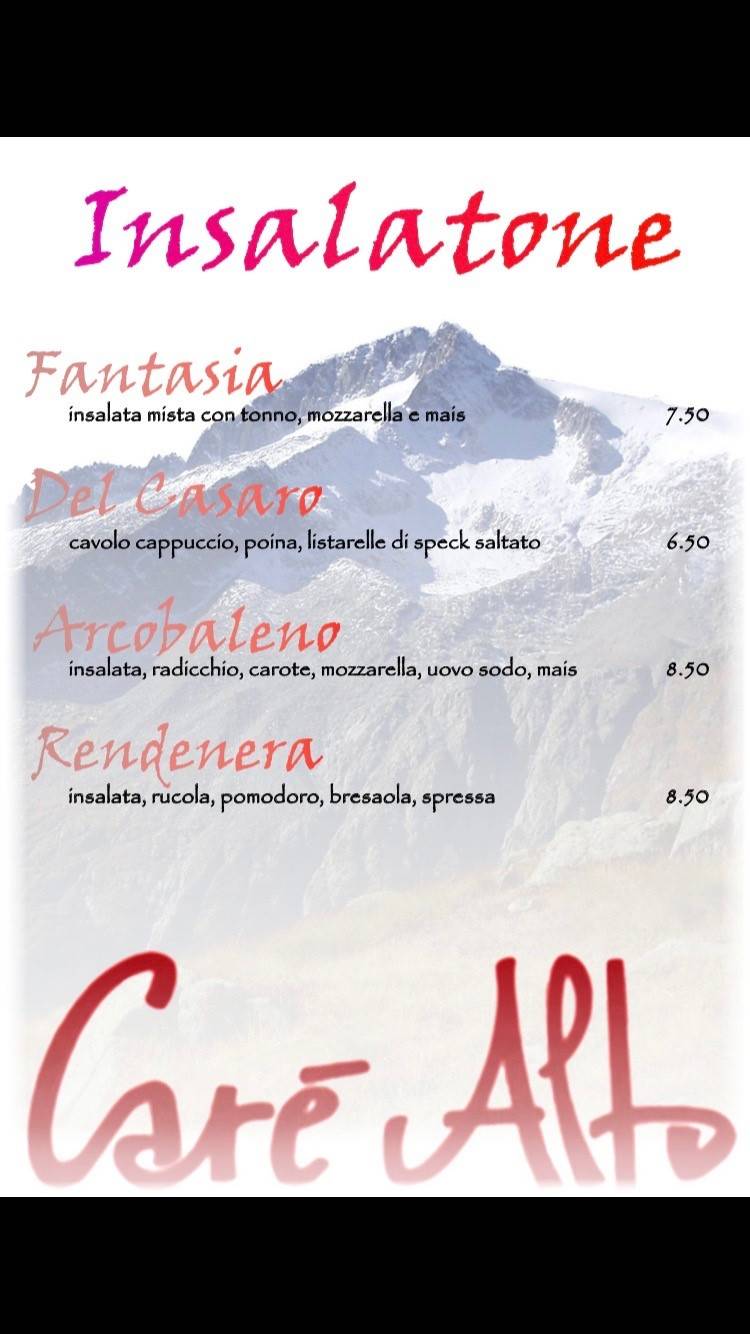 Menu di Carè Alto 