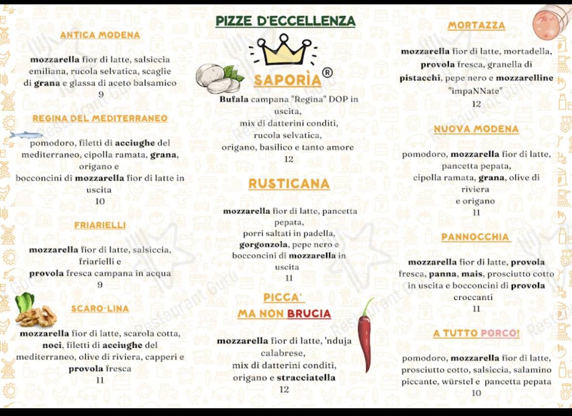 Menu di Pizzeria Saporìa