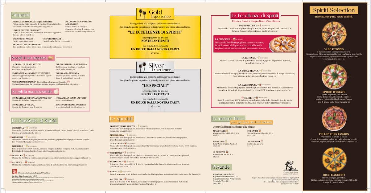 Menu di Spiriti Gourmet Pizzeria Lecce 