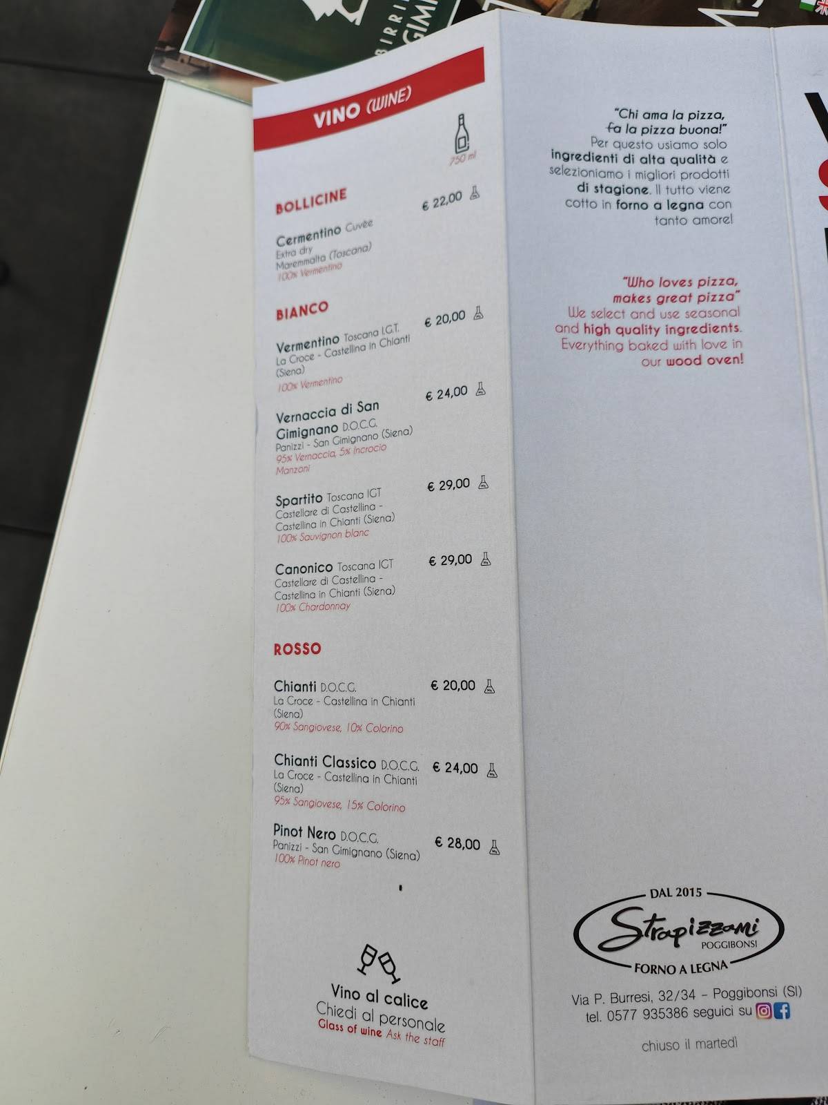 Menu di Pizzeria Strapizzami - Forno a legna - 