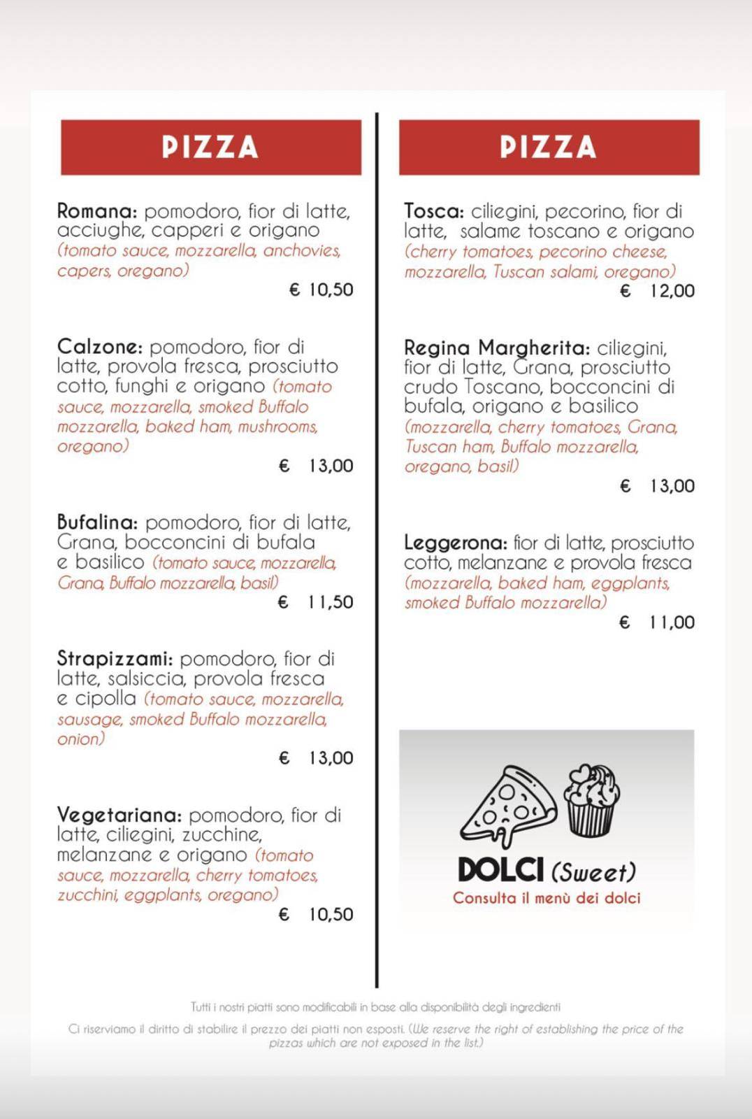 Menu di Pizzeria Strapizzami - Forno a legna - 