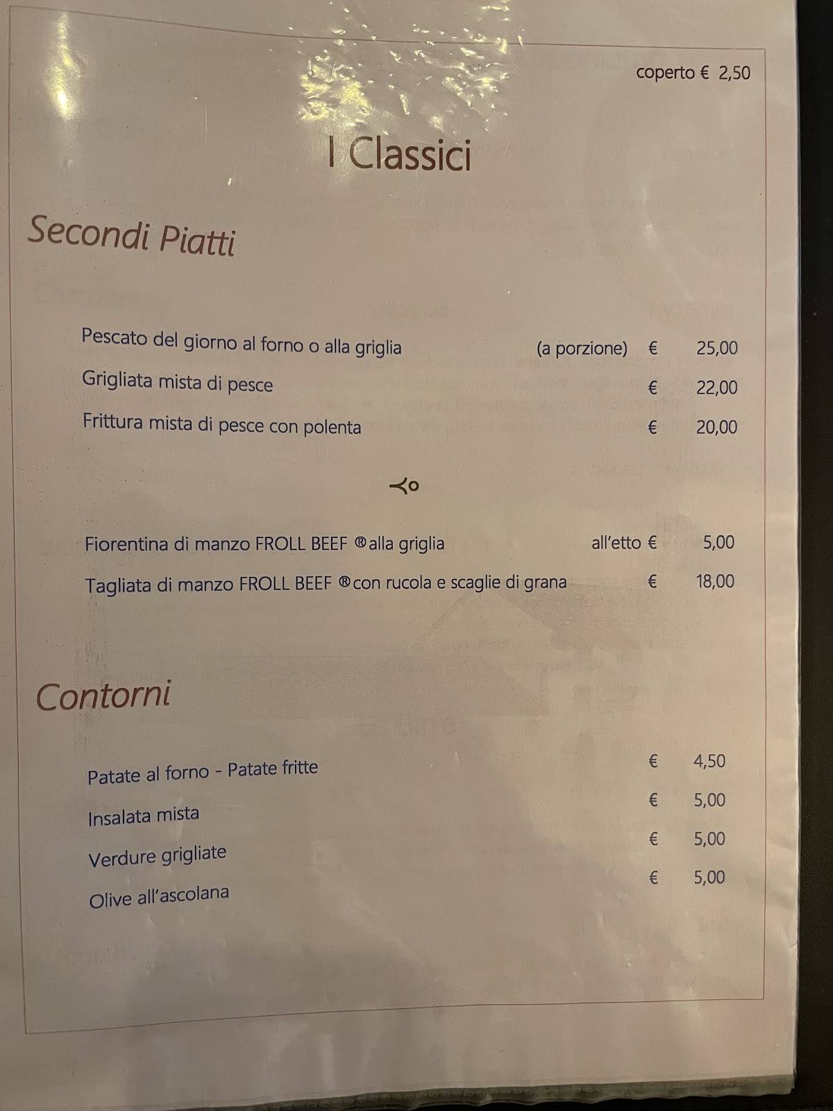 Menu di Ristorante Trattoria Ca' Nostra 
