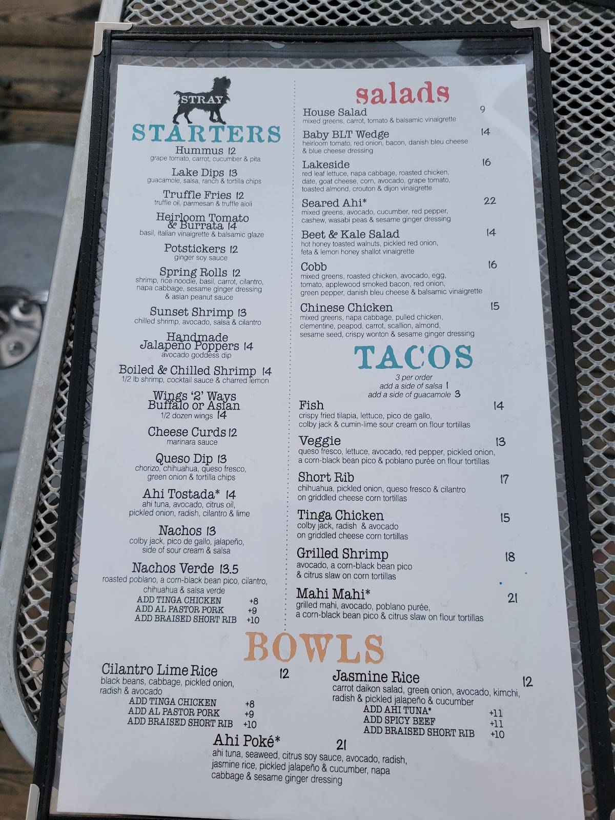 Menu at The Stray Dog Bar & Grill, New Buffalo