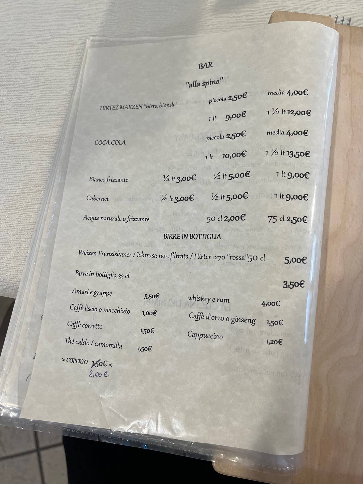 Menu di Pizzeria Trattoria La Rocca 