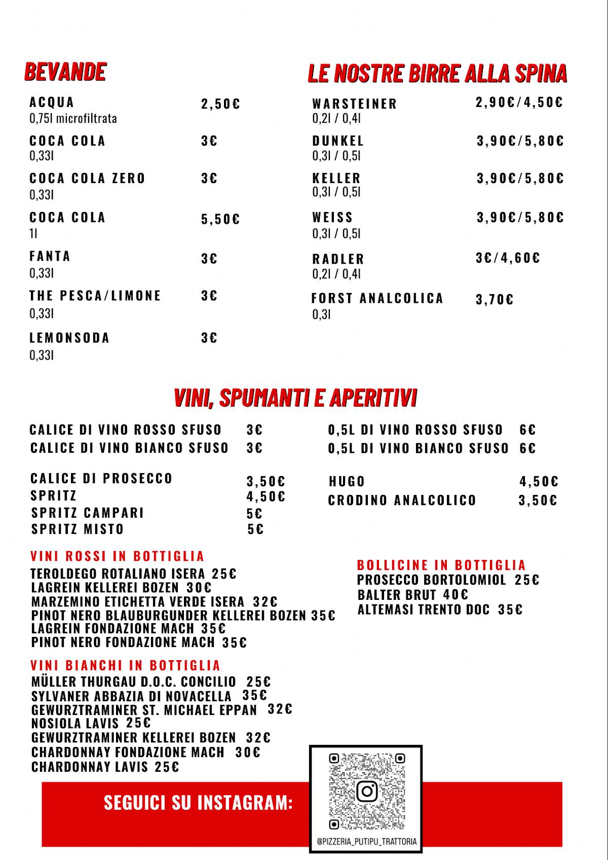 Menu di Putipù 