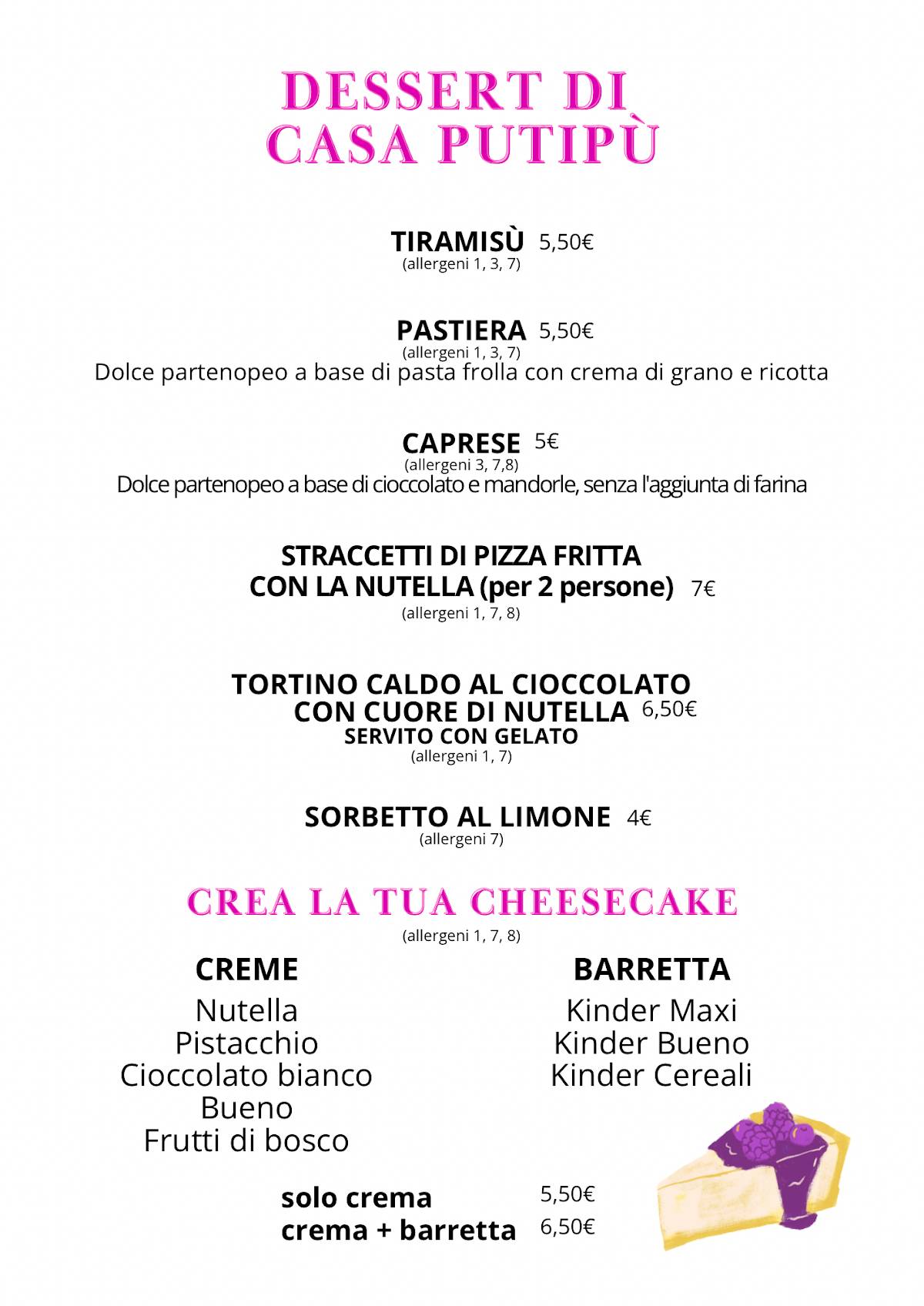 Menu di Putipù 