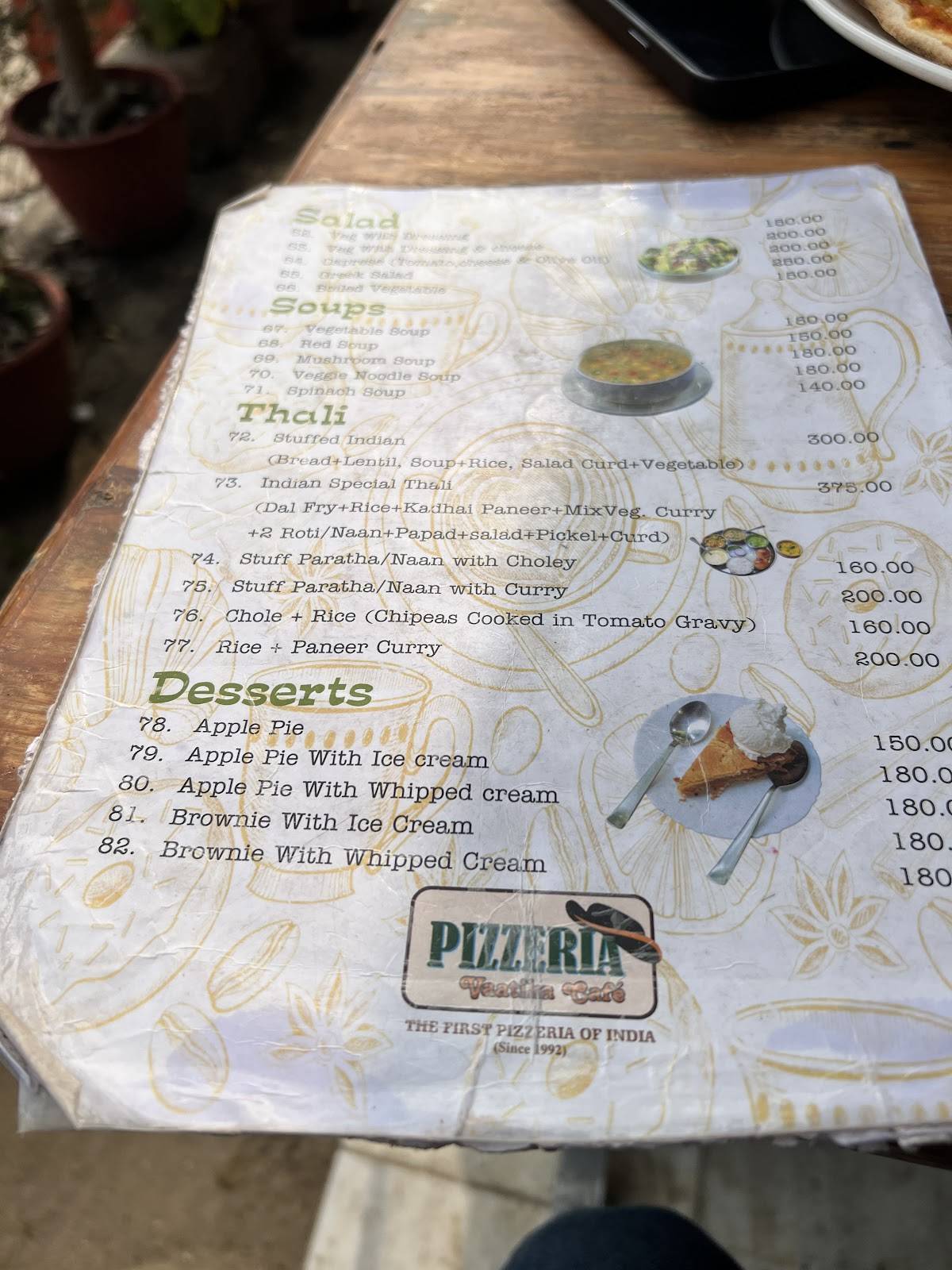 Pizzeria Vaatika Cafe menu
