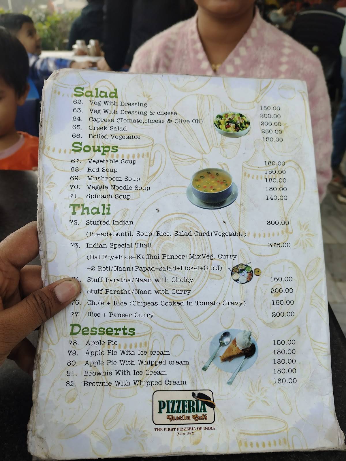 Pizzeria Vaatika Cafe menu