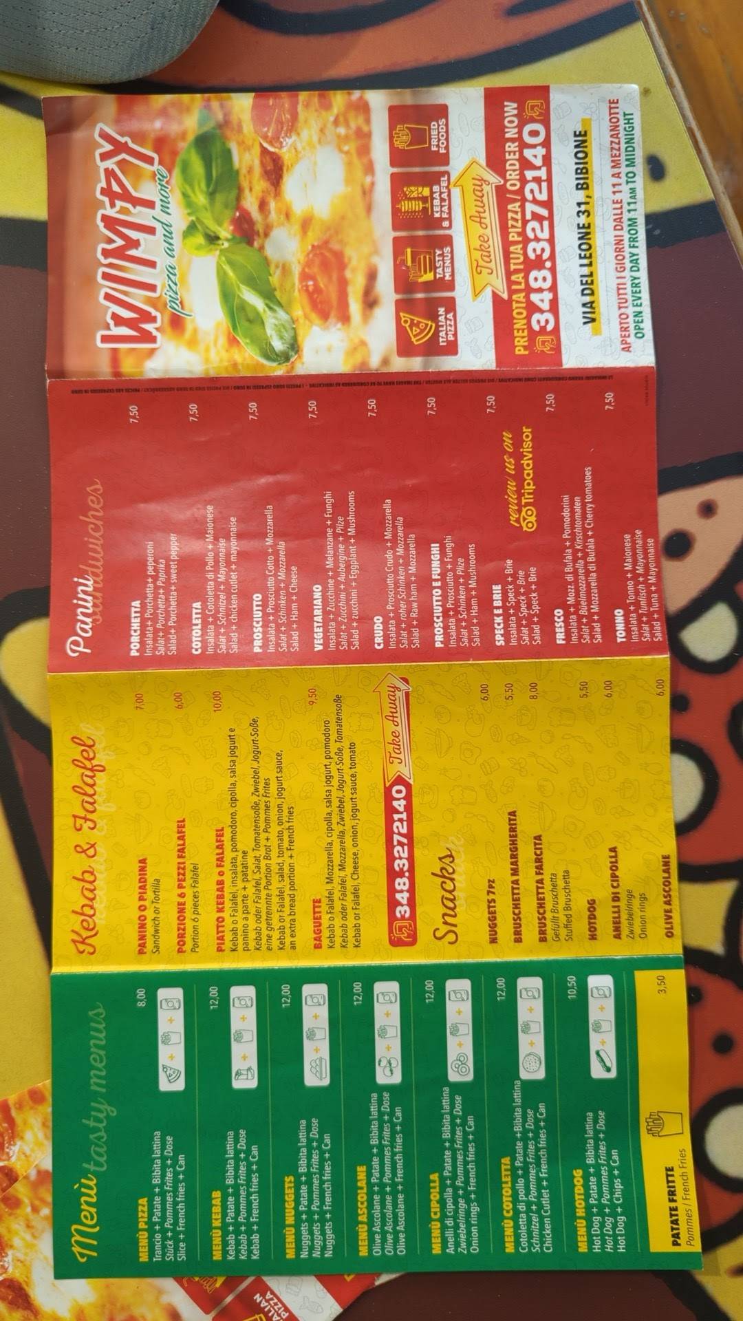 Menu di Pizzeria Wimpy - Pizza and More 
