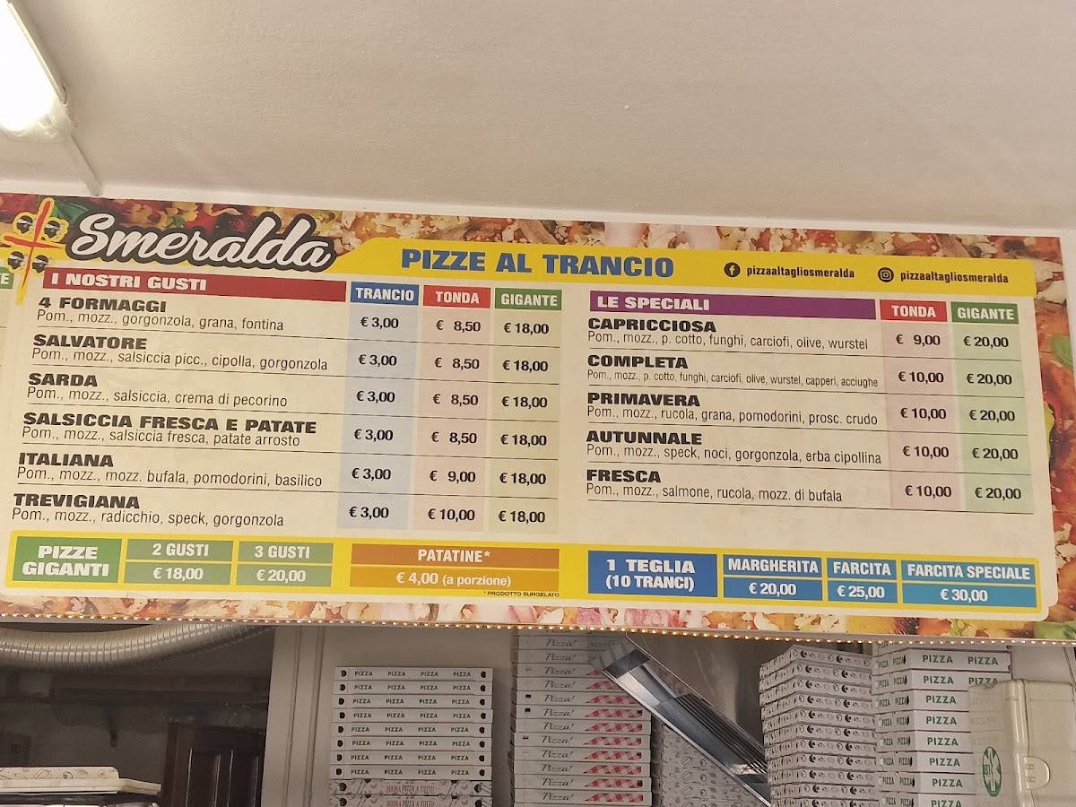 Menu di Pizzeria al taglio smeralda 