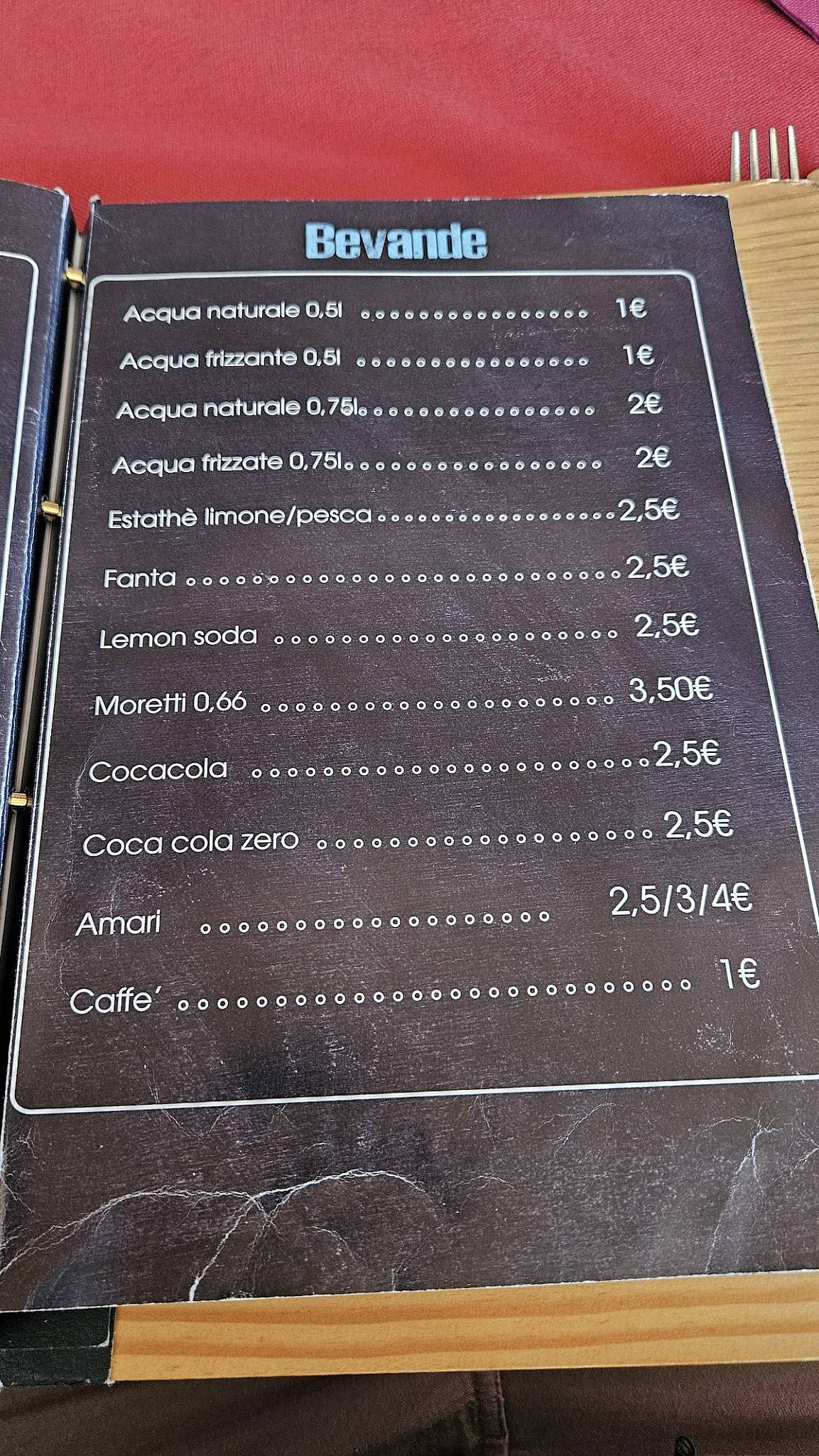 Menu di Pizzeria dal Pimpa 