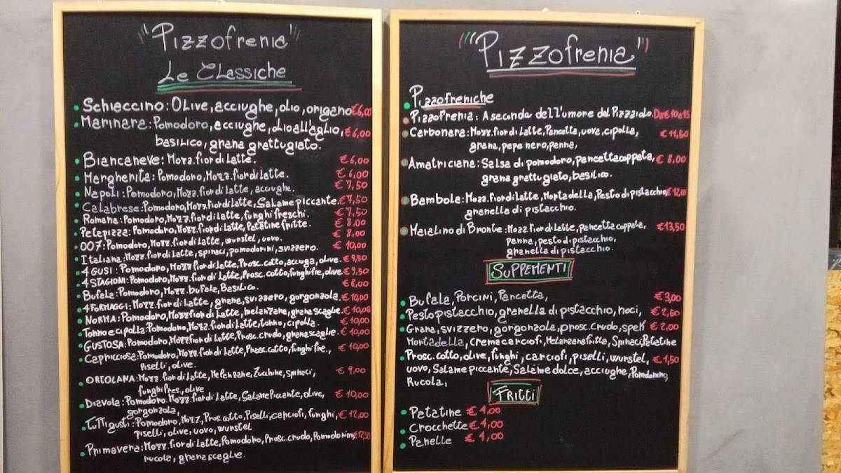 Menu di Pizzofrenia 