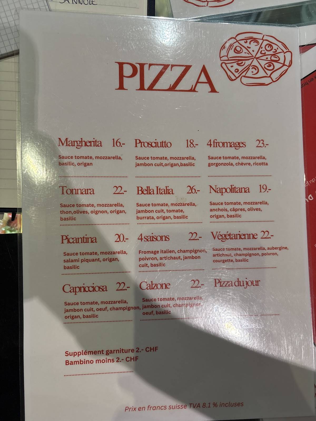 Menu de Place Gourmande - Restaurant italien