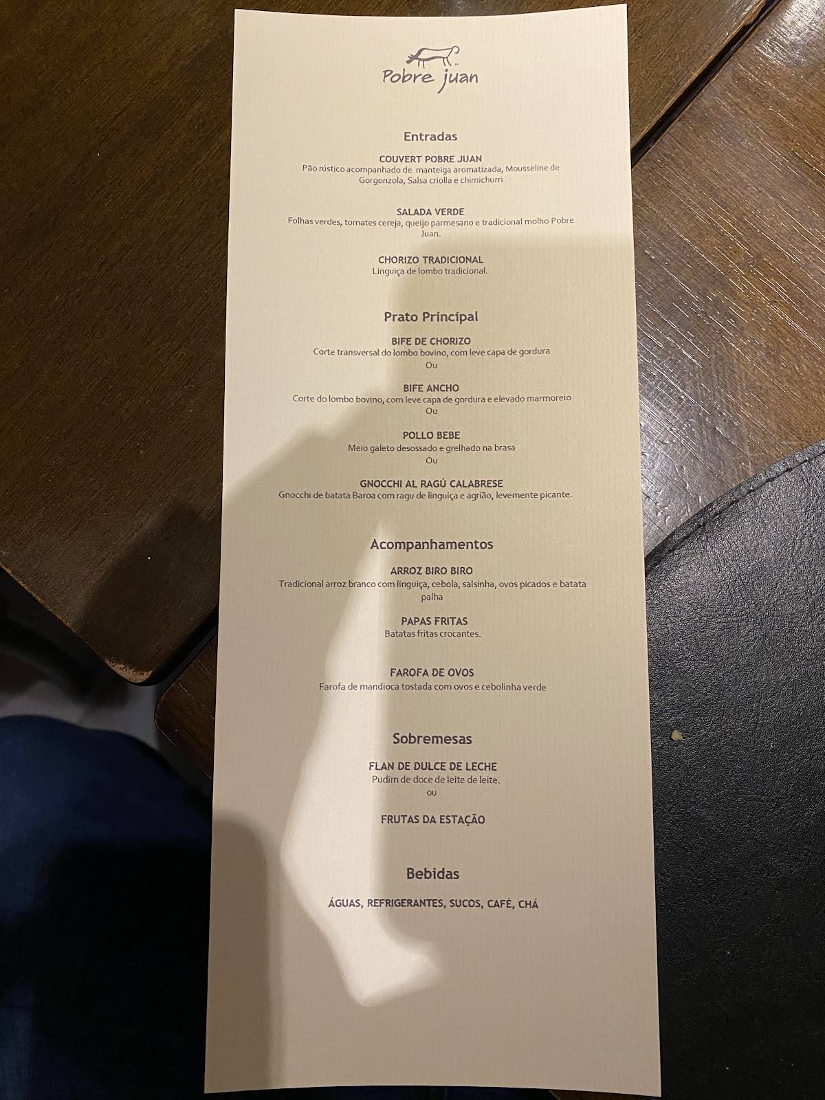 Pobre Juan - Goiânia cardápio