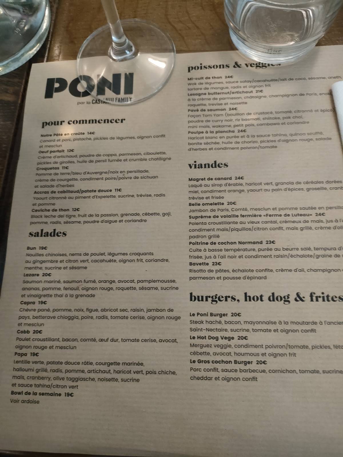 Menu de Poni