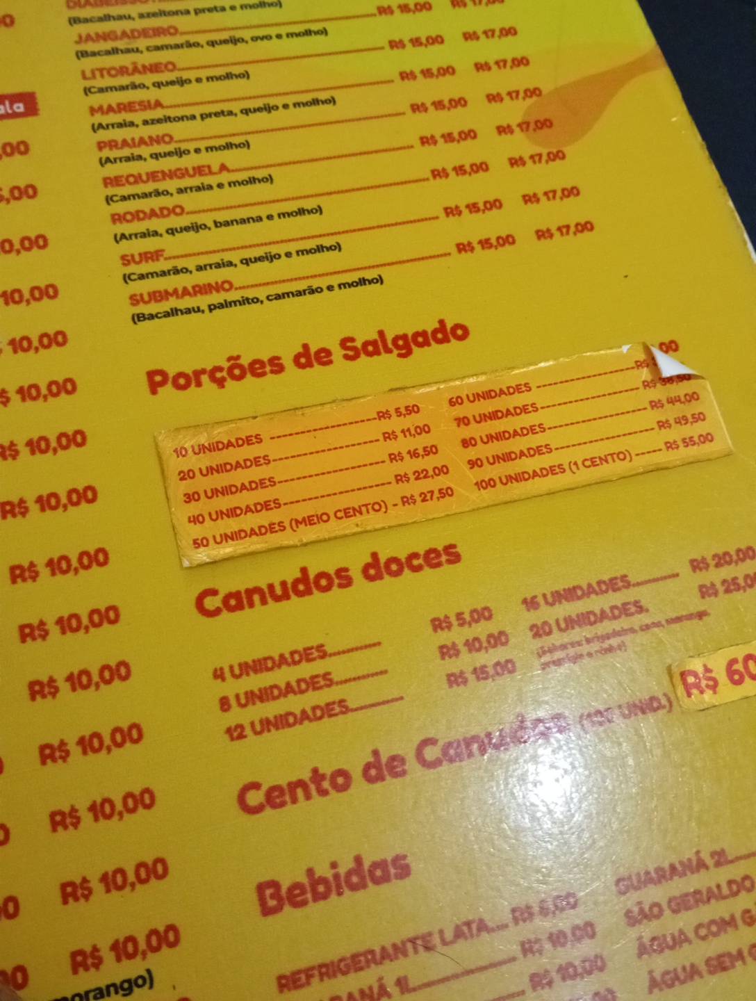 Pontinho do Pastel cardápio