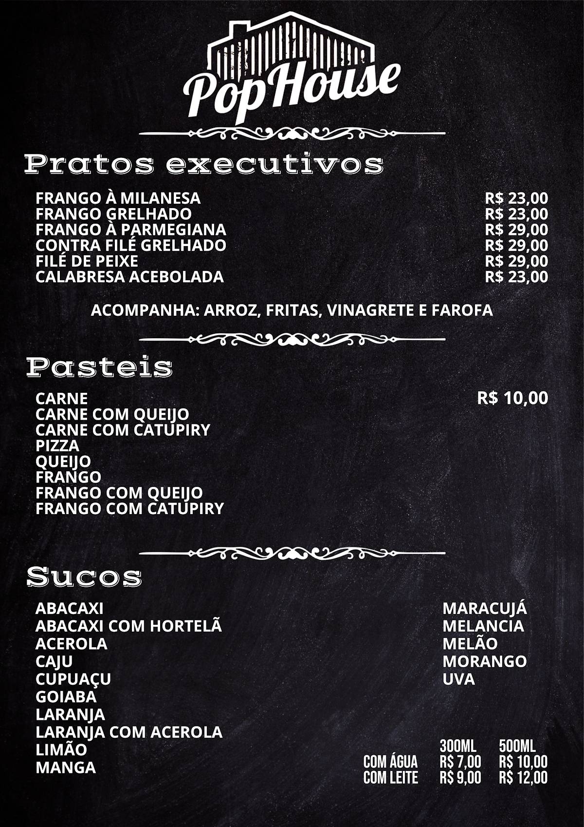 Restaurante Pop House cardápio