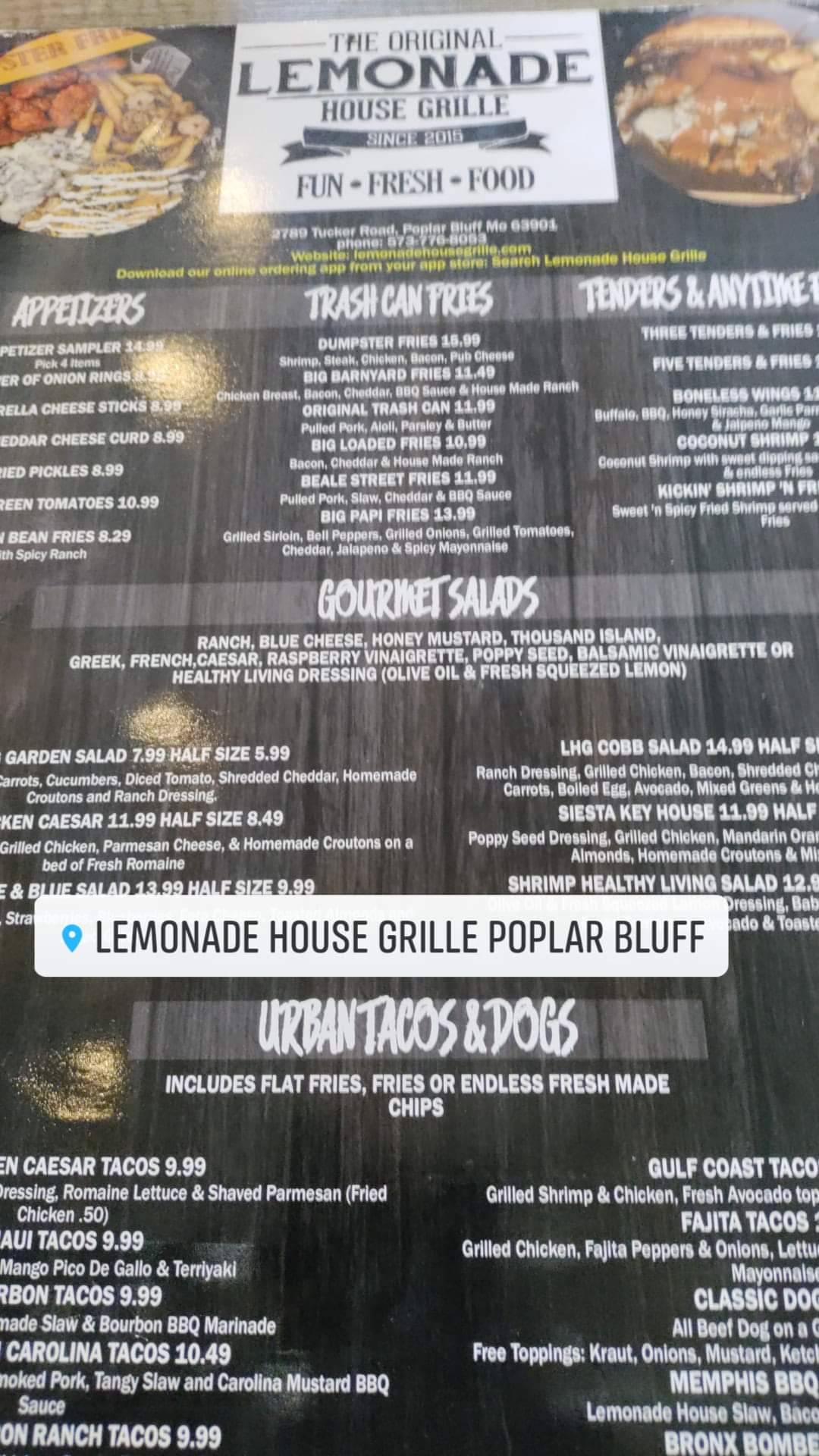 Menu at Lemonade House Grille restaurant, Poplar Bluff