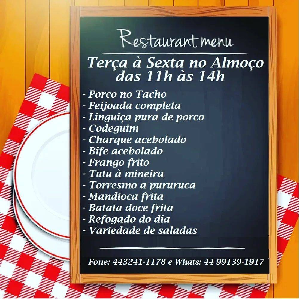 Porco no Tacho cardápio