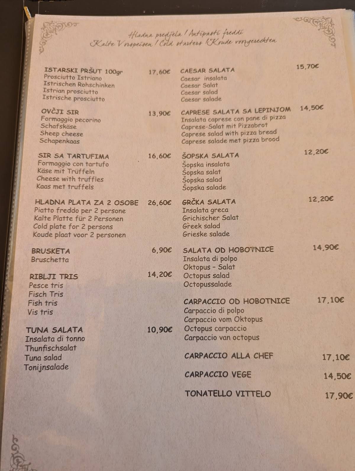 Menu di Goga 