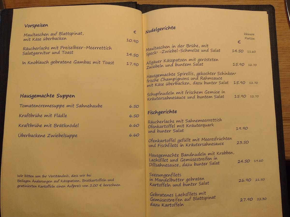 Menu de Poststüble