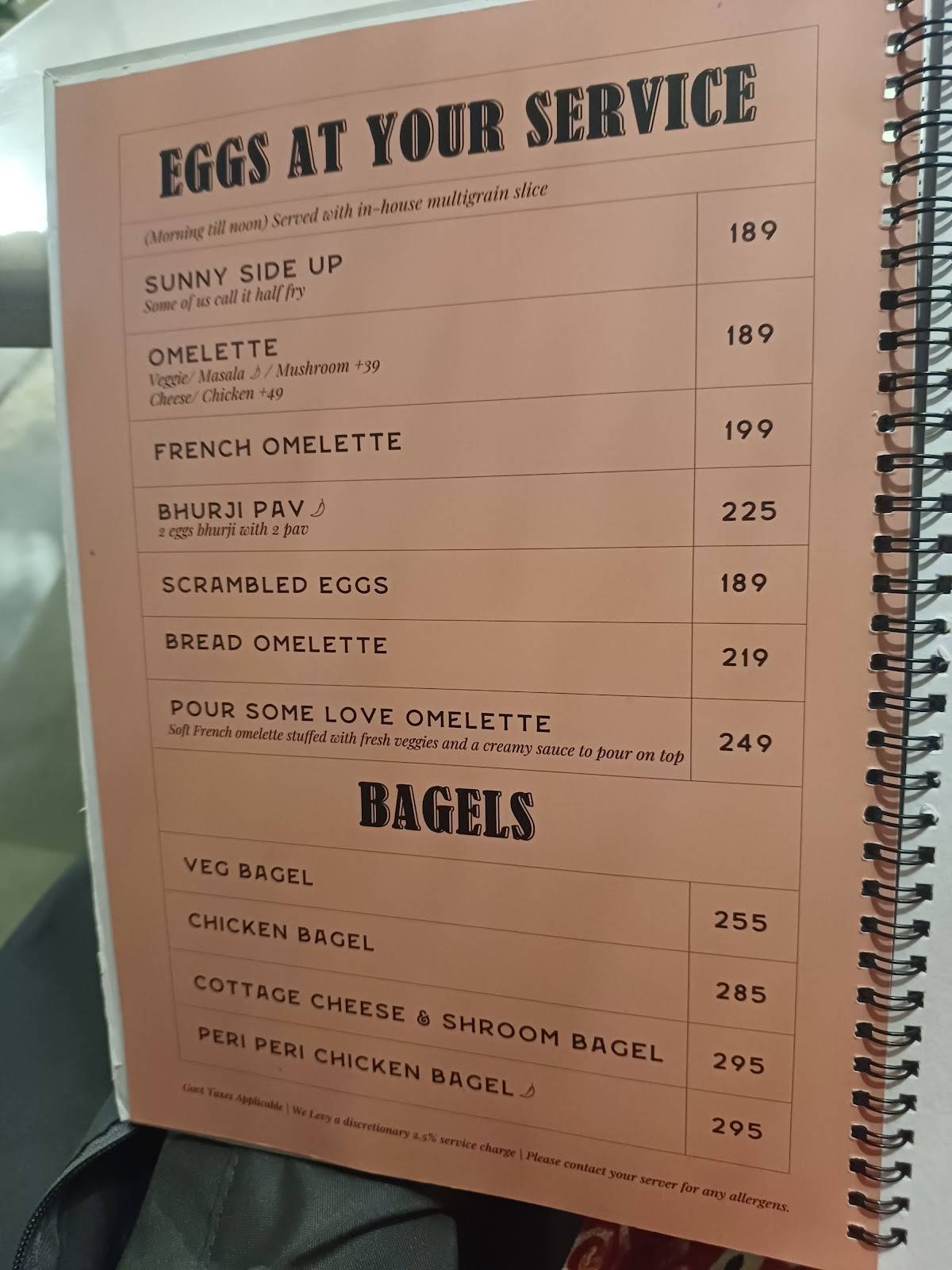 Pours And Plate menu