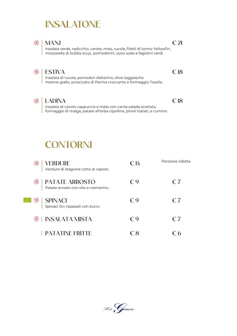 Menu de Ristorante Pizzeria Le Giare