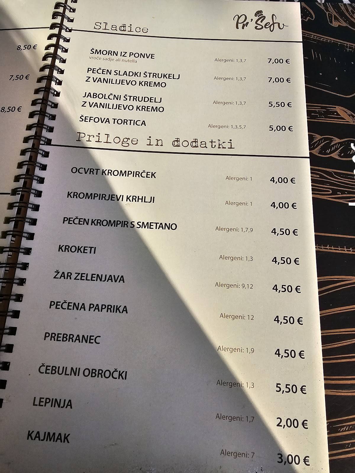 Menu di Pr’ Šefu 