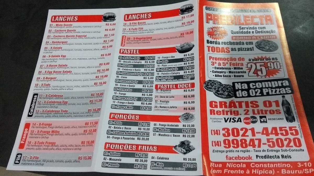 Predilecta Pizzaria cardápio