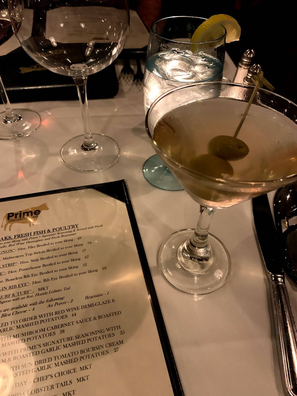 Menu at Prime Steakhouse, Key West