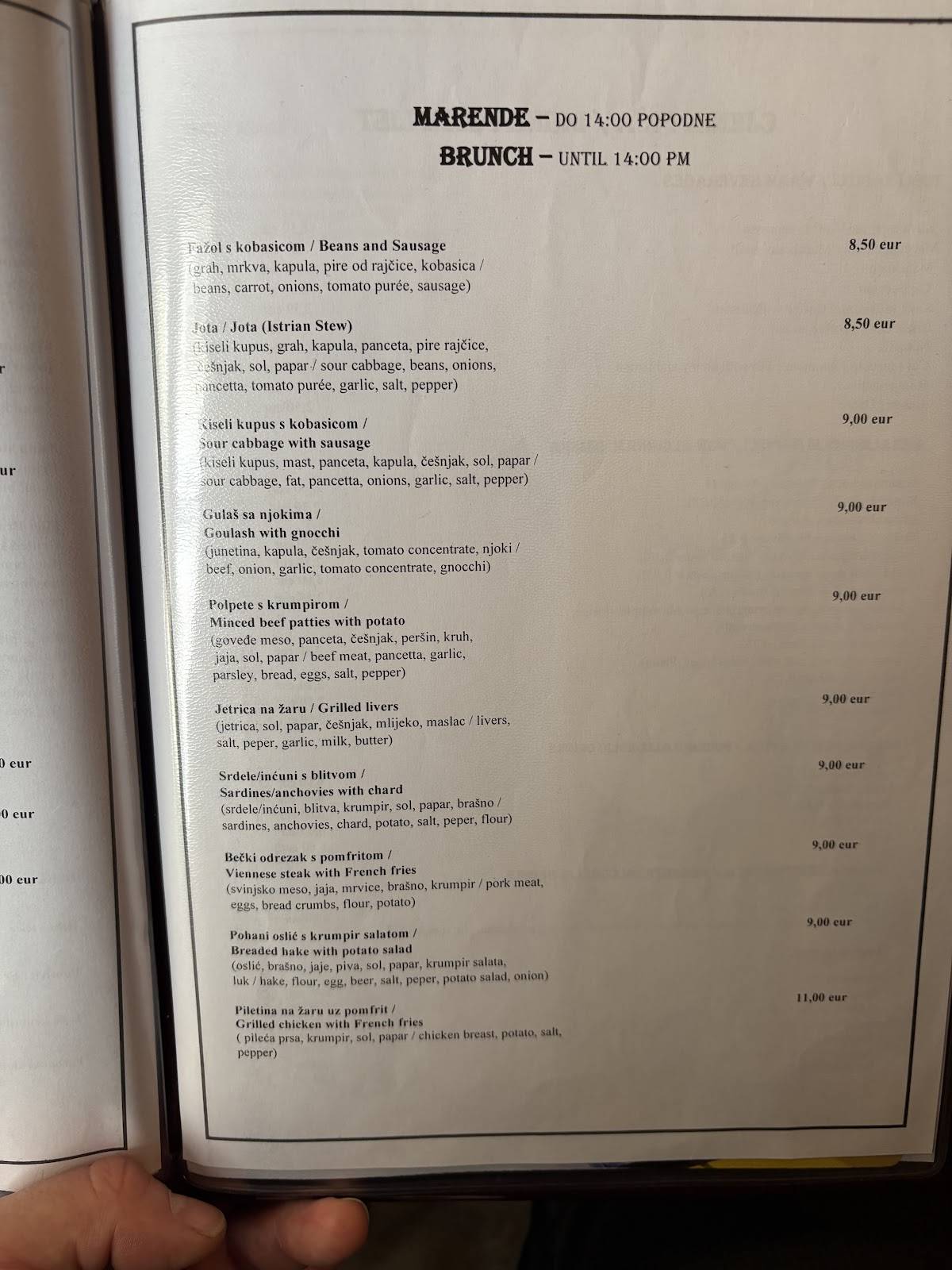 Menu di Primorska konoba 