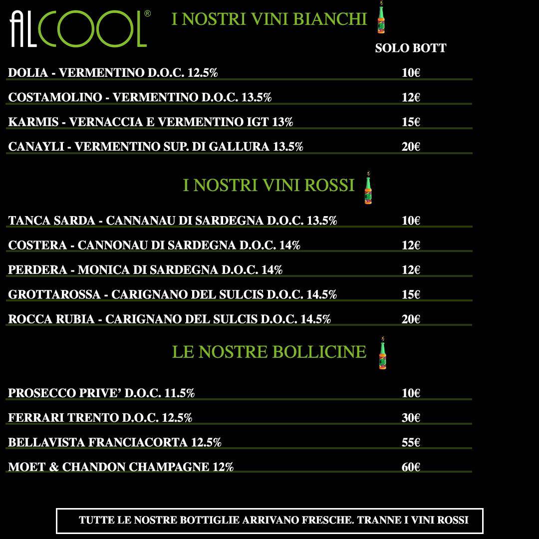 Menu di Alcool Cagliari 