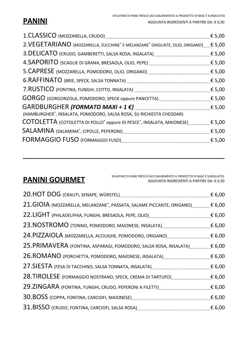 Menu di Bar Gardenia fast food 