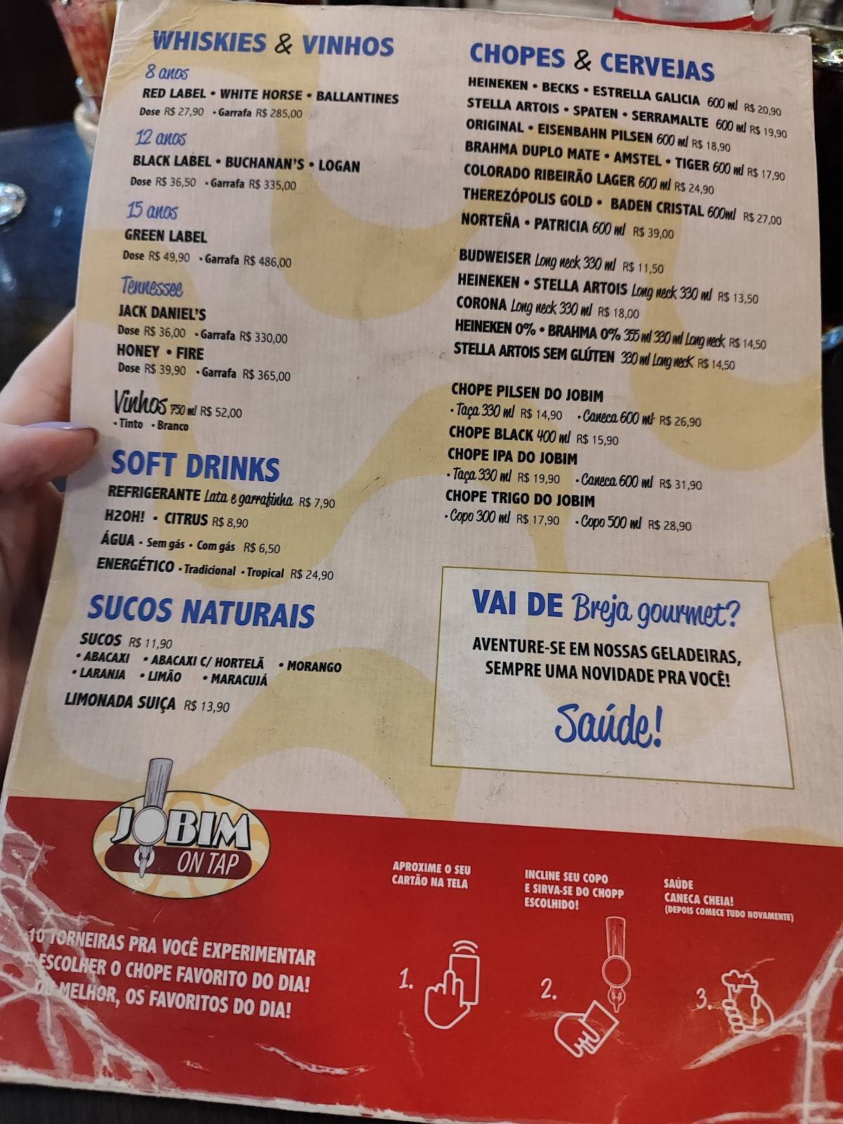 Bar Jobim cardápio