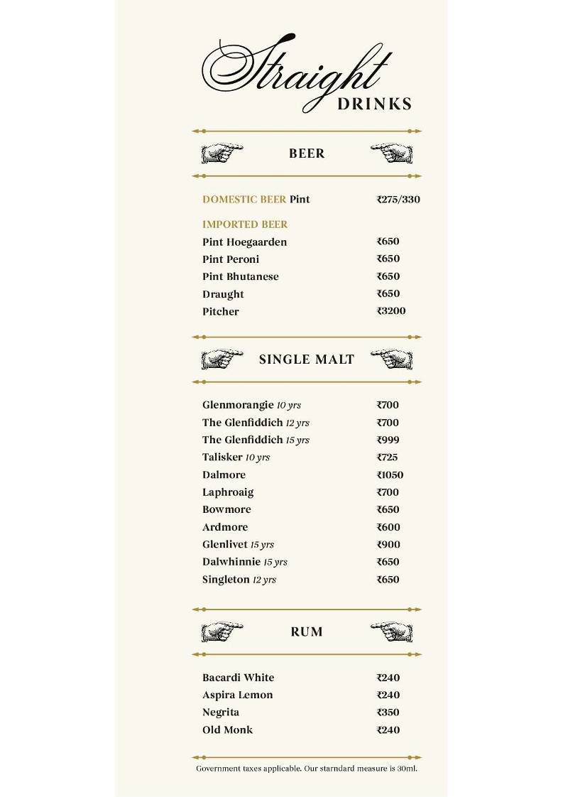 Cavern Bar & Kitchen menu