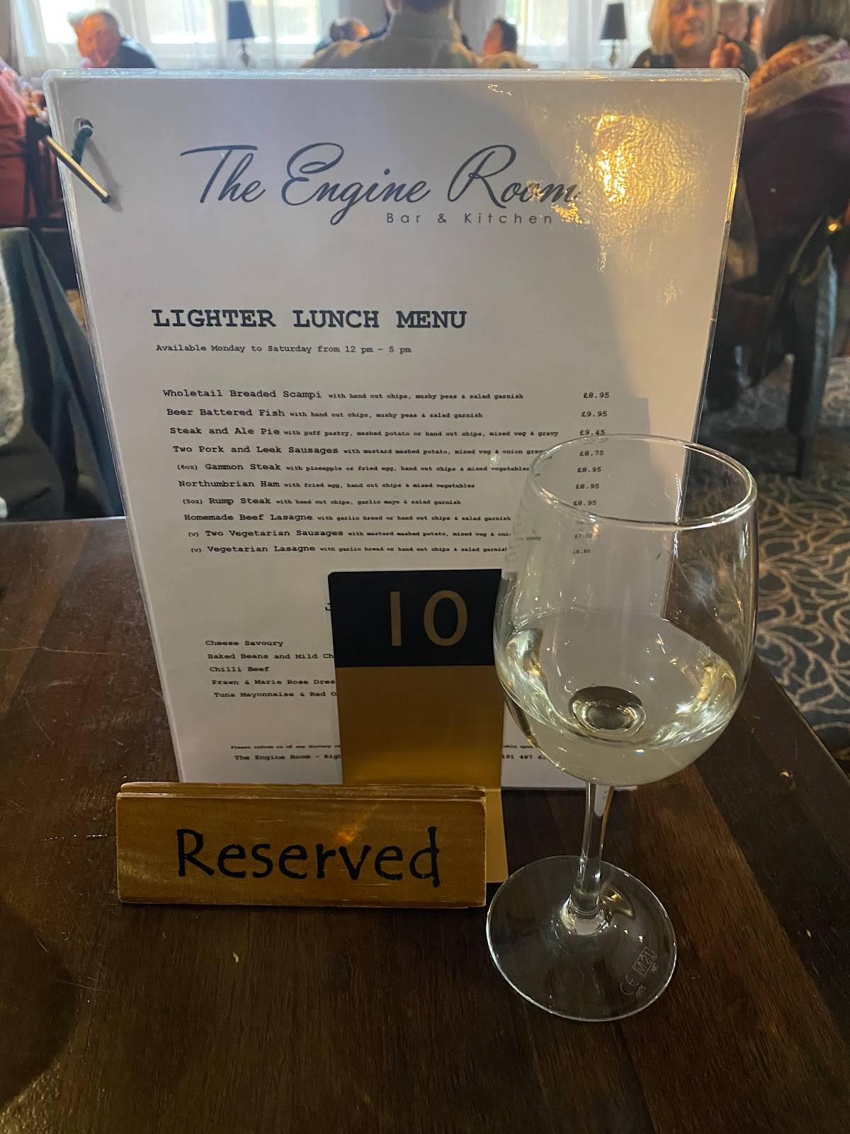 Menu at The Engine Room pub & bar, Gateshead