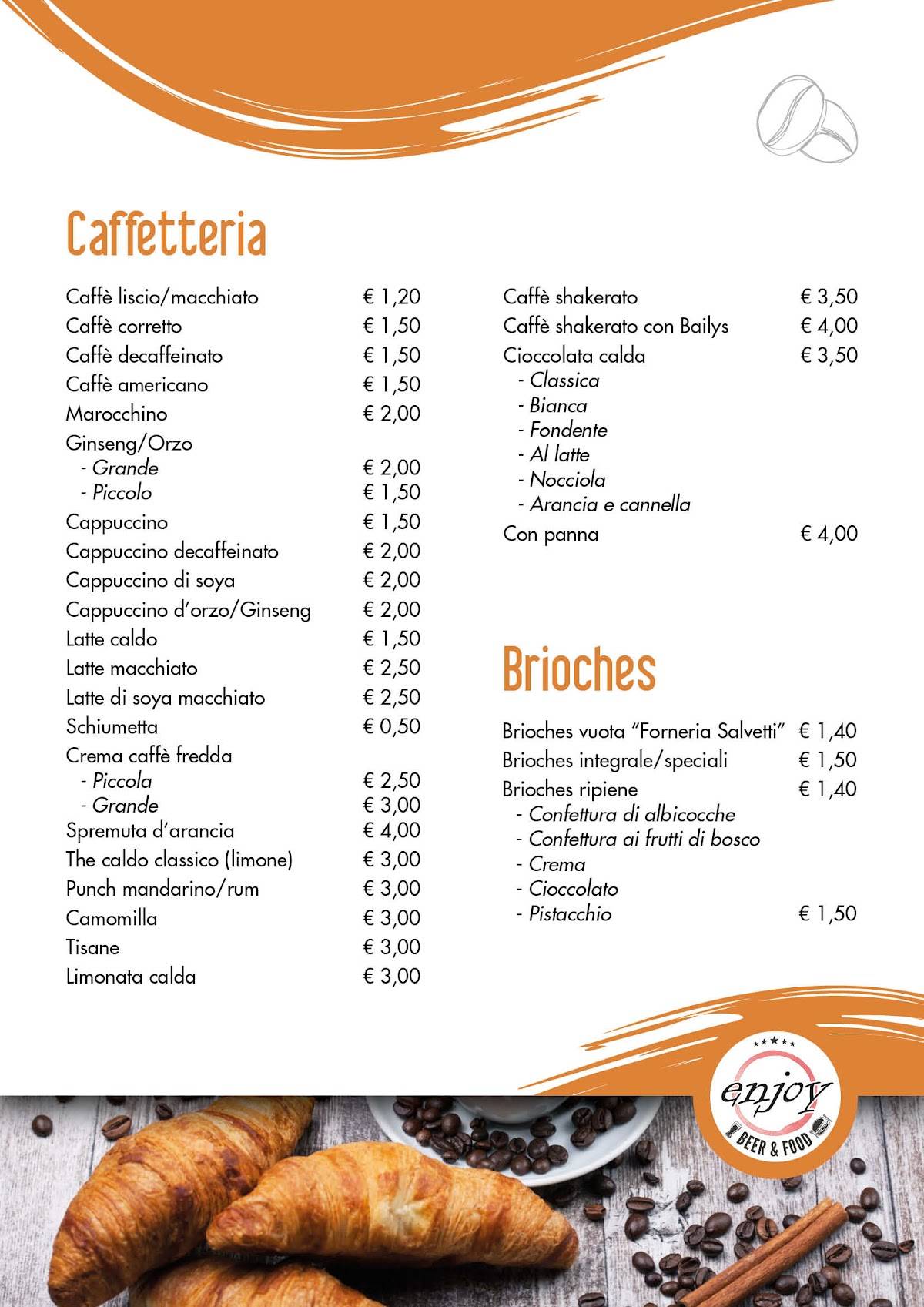 Menu di Enjoy – Bar, Pizzeria, Hamburgeria in Vallecamonica 