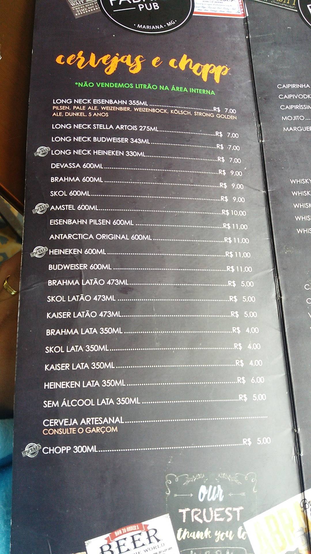 Fábrica Pub cardápio