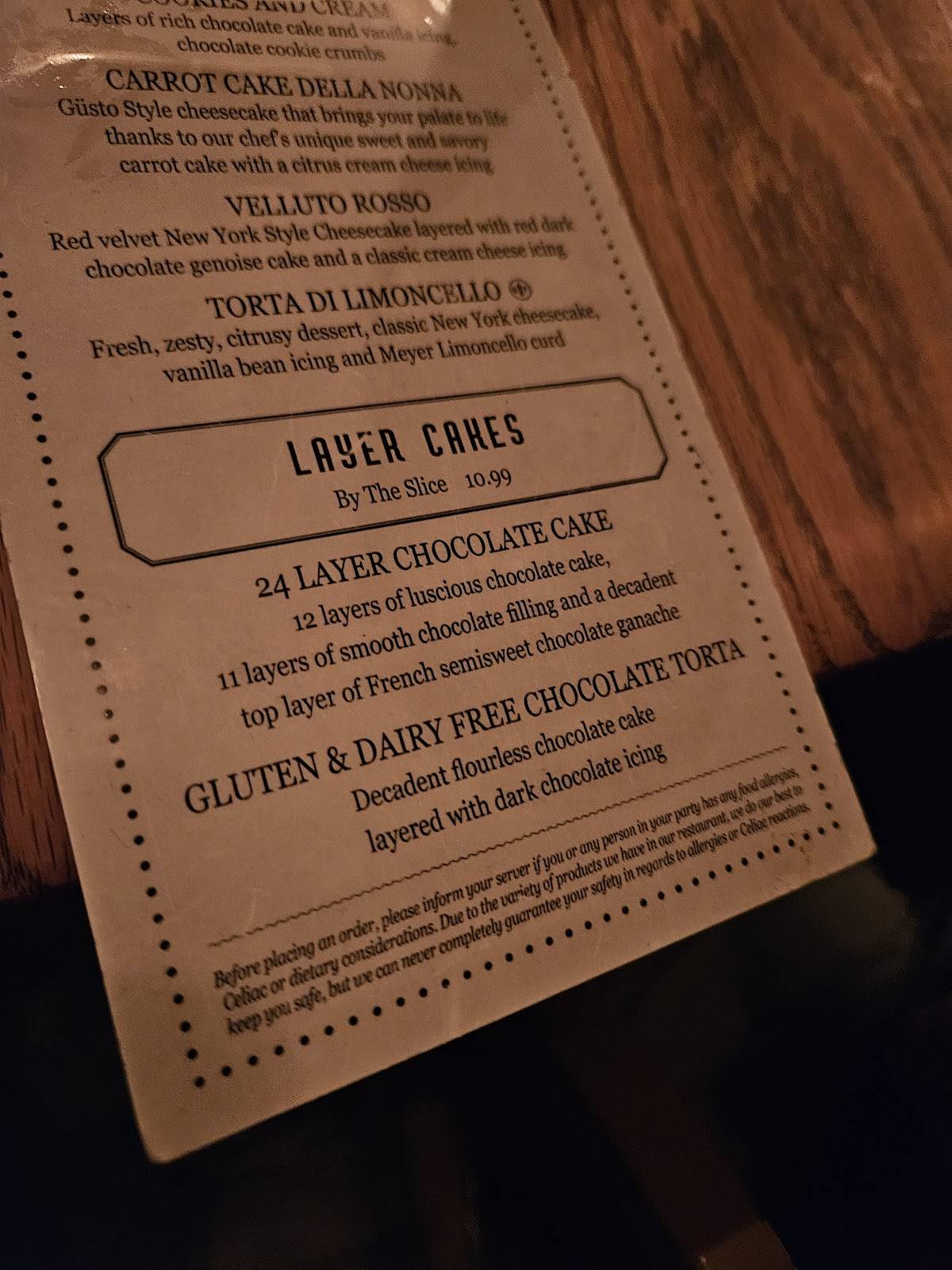 Menu de Gusto Italian Grill & Bar