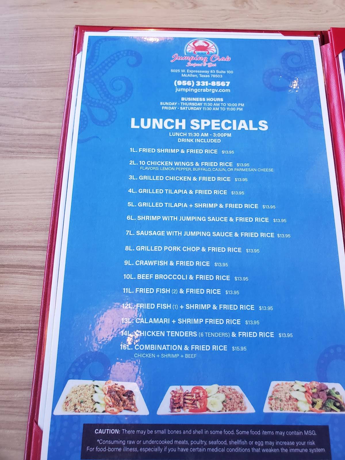 Menu at Jumping Crab Seafood & Bar, McAllen