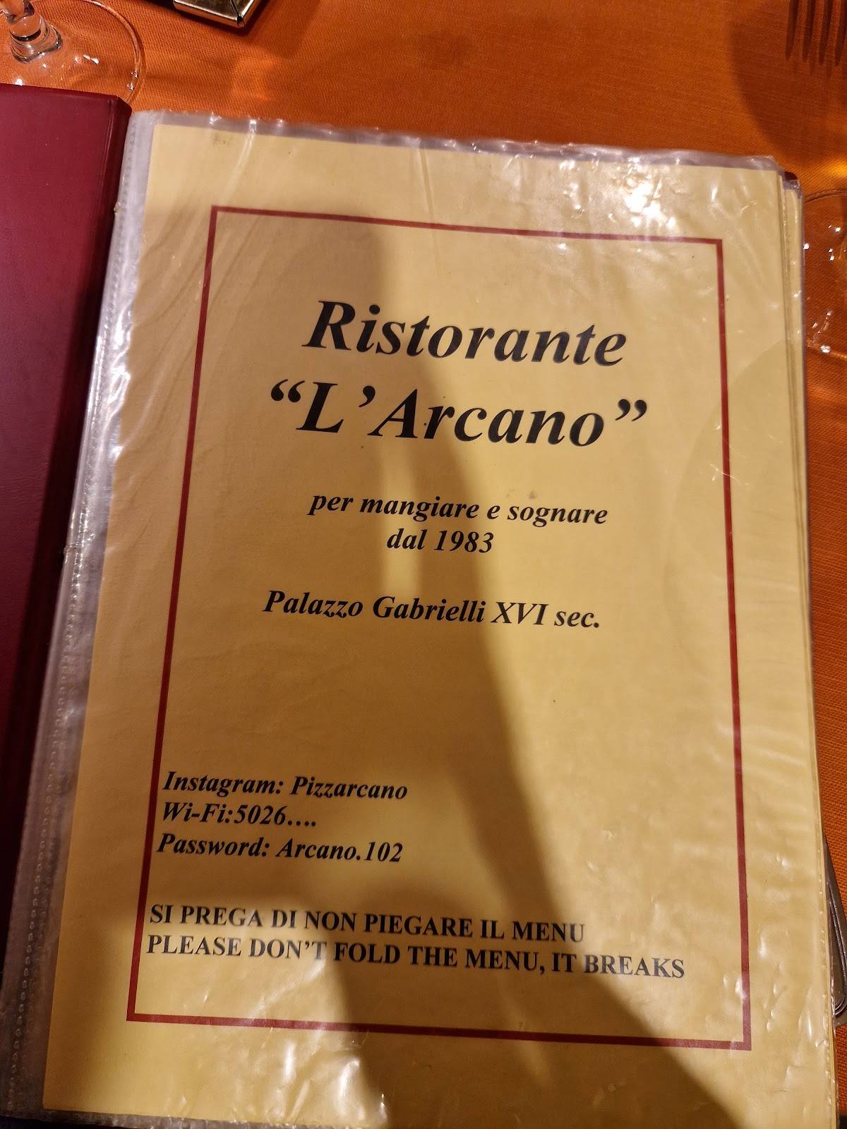 Menu di L'arcano S.r.l. 