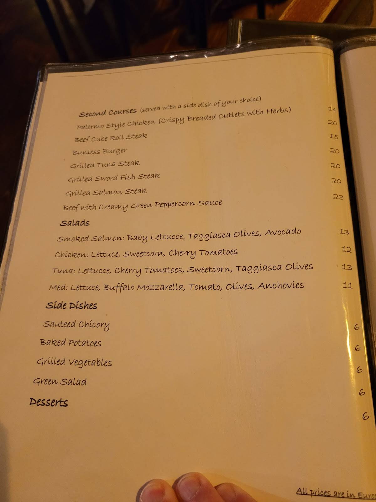 Menu di Oratorio Bistrot 