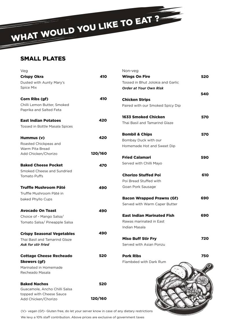 Sixteen 33 Bandra menu