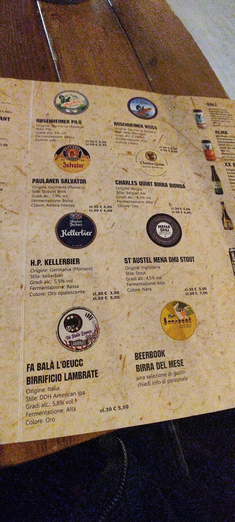 Menu de TNT - Tap'n'Table
