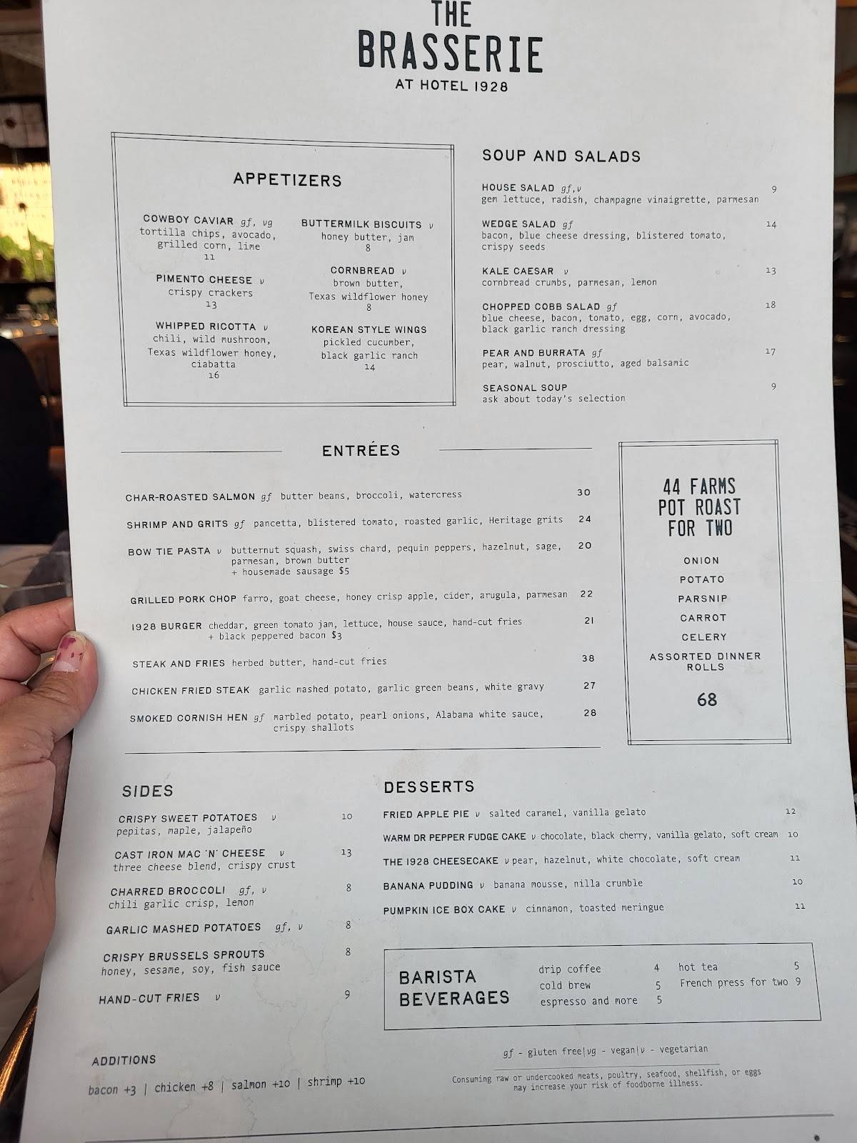 Inspiring The Brasserie At Hotel 1928 Menu Images
