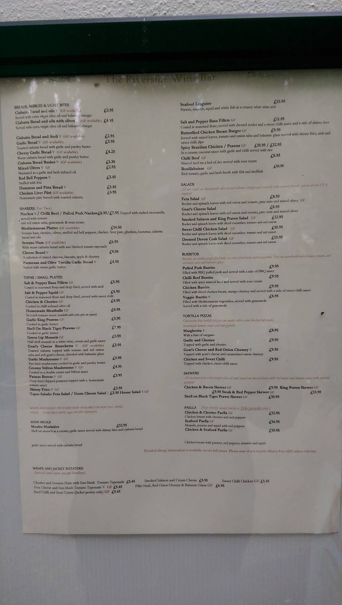 Menu at The Riverside pub & bar, Chepstow