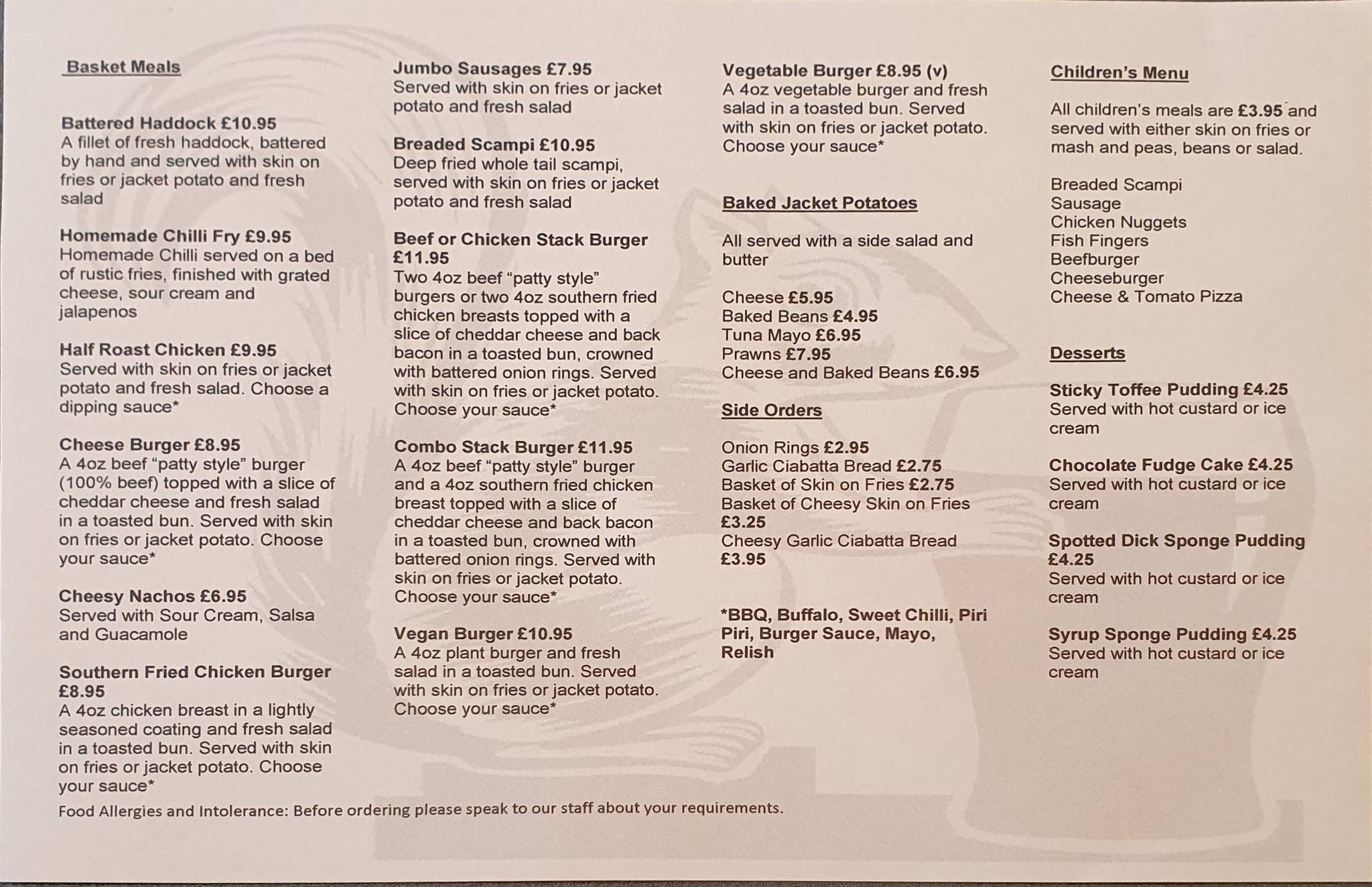 Menu at The Squirrel pub & bar, Highley, Kidderminster Rd Alveley